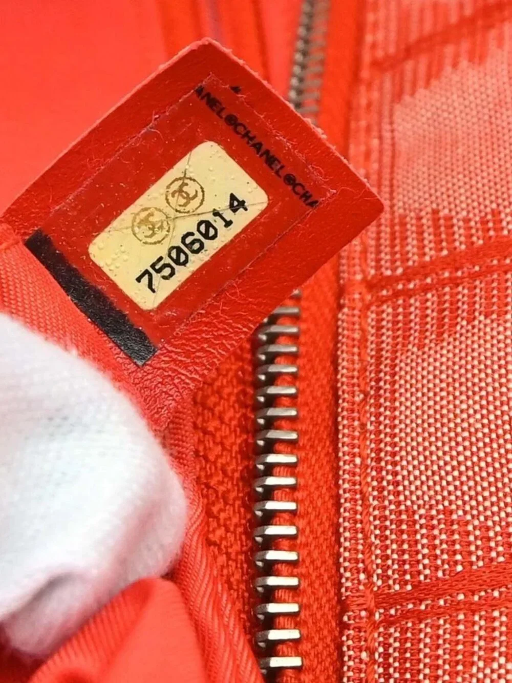 Chanel Red Jacquard Nylon Travel Line Tote Handbag 188853